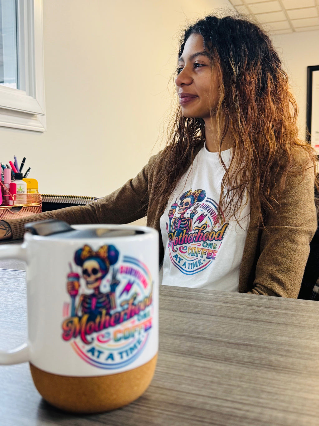 12oz Cork bottom Mug w/ lid - Surviving Motherhood